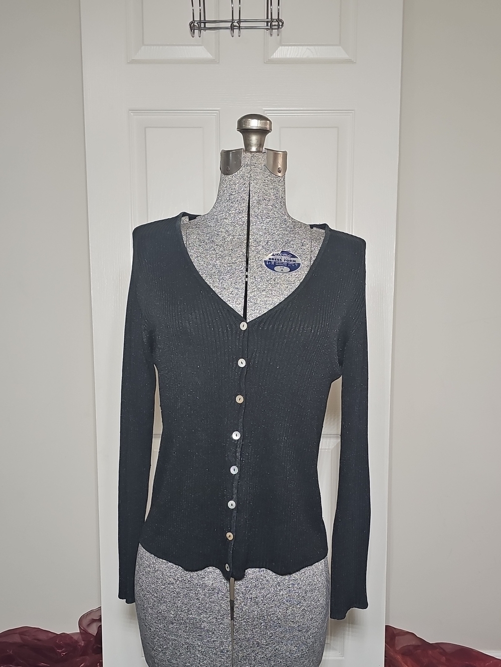 Vintage Joseph A. Black Metallic Shimmer Silk Blend Cardigan Sweater Size S